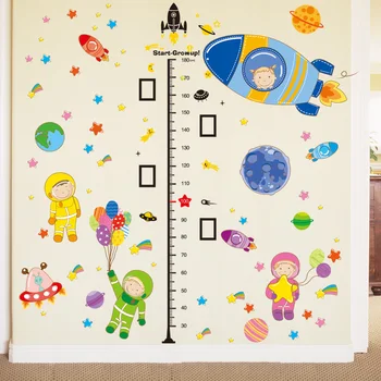 

[SHIJUEHEZI] Height Measure Wall Stickers DIY Rockets Astronaut Wall Decals for Kids Rooms Baby Bedroom Nursery Home Decoration