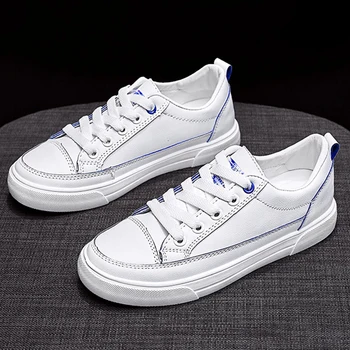 

Summer Women Casual Shoes Lace Up Spring Flat Sneakers for Women Fashion White Leather Female Vulcanize Shoes Zapatos New VT1238