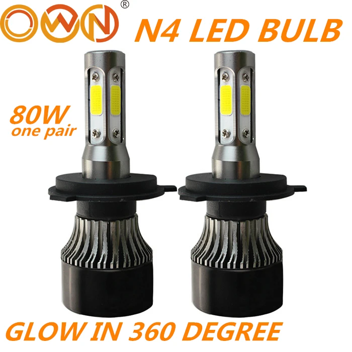Billig DLAND EIGENEN N4 360 GRAD GLOWING MEISTEN FOKUS 6400LM AUTO AUTO LED LAMPE LAMPE 80 W, h1 H3 H7 H11 9005 9006 H4