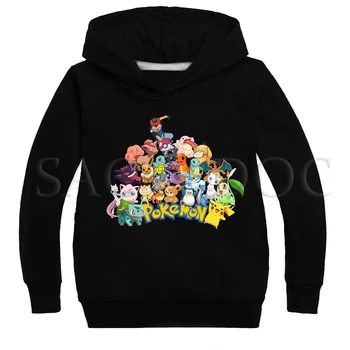 

2019 Pokemon Printing Spring Autumn Boys Sweatshirts Children Clothing Hooded Girls Kids Hoodies Clothes Casual Sports Pullover