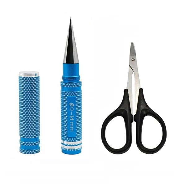 

0-14mm Body Aluminum Reamer Hole Puncher with Sleeve Curved Scissors Hobby Tool Combo Set for RC Model Bodyshell Connector,Compa