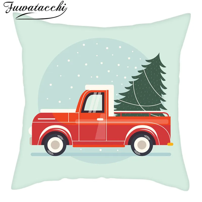 Fuwatacchi красный грузовик наволочки Рождественская елка рождественский Чехол на подушку украшения для дома год диван обивка 45*45 см