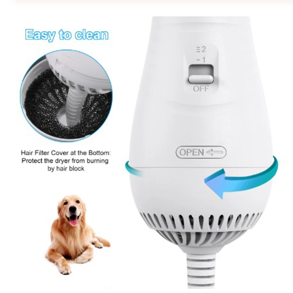 Portable 2-in-1 Pet Hair Dryer Dogs Cats Bathing Blow Brush Home EU Plug