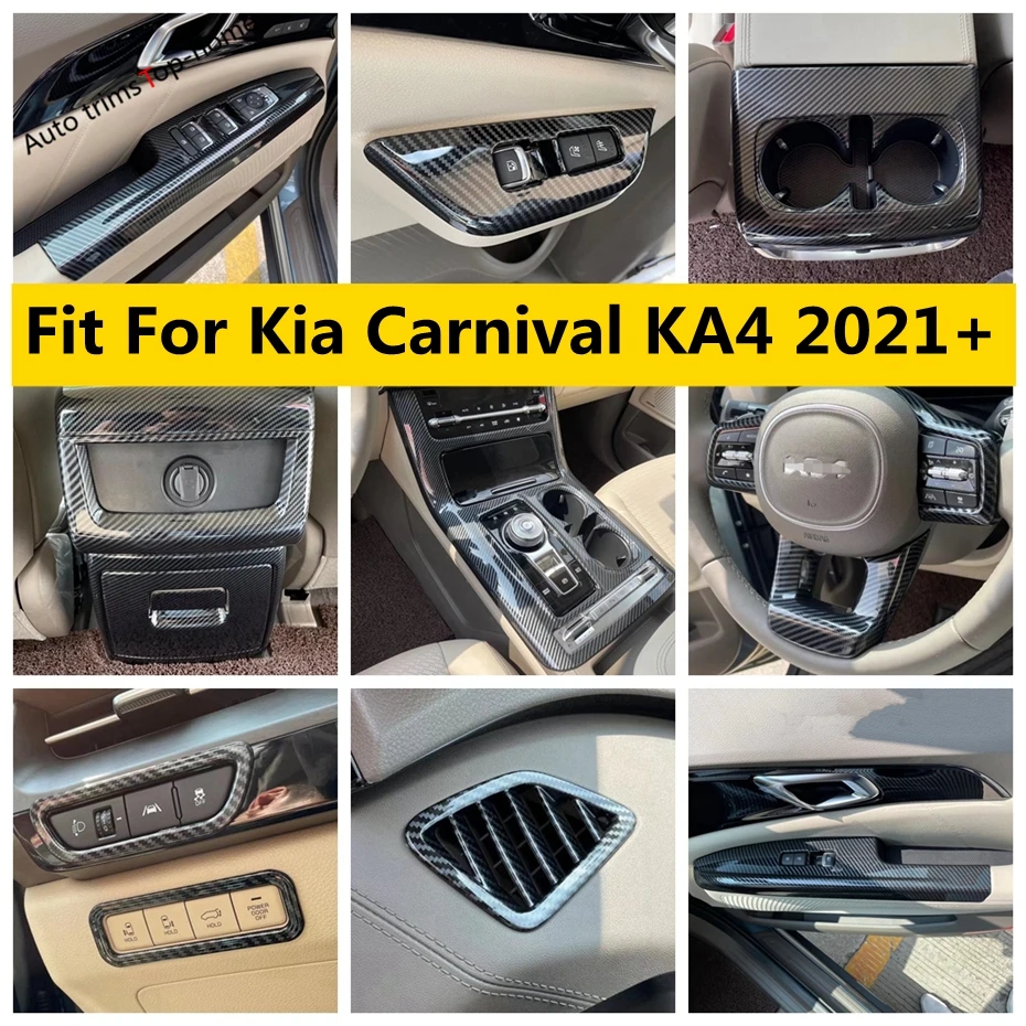 

Window Lift Button / Head Lights Lamps / Steering Wheel / Gear Box / Armrest Box Cover Trim Fit For Kia Carnival KA4 2021 - 2023