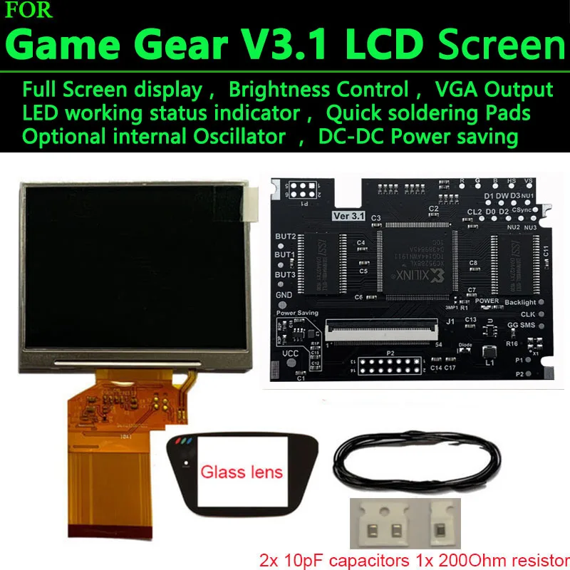 V3.1 LCD Screen For SEGA Game Gear HighLit Full Display VGA Out Mod Highlight Adjustable Brightness Kits GG Console | Электроника