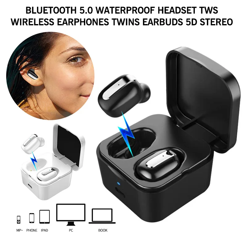 1 пара Bluetooth 5,0 Водонепроницаемая гарнитура беспроводная гарнитура две затычки для ушей 5D стерео беспроводные наушники