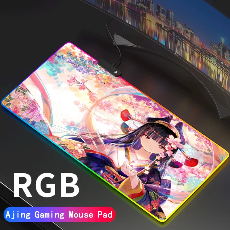 Large Big Breast Girl Gaming Glow Mousepad Anime Rgb Mouse Pad Xxl Computer Mat Led Backlit Mice Desk Carpet Mouse Pads Aliexpress