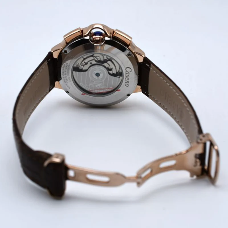 Tourbillon Mens Automatic Mechanical Wristwatch Skeleton Sport Watch Belt Watch mechanical watch