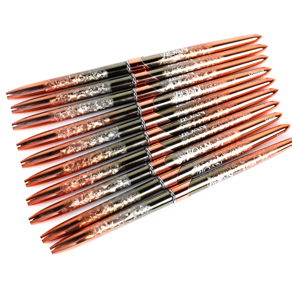 BQAN New Rose Gold Handle Nail Brush UV Gel Liner Painting Pen Acrylic Drawing Brushes Nail Pen for Nails Nail Art Tool 5