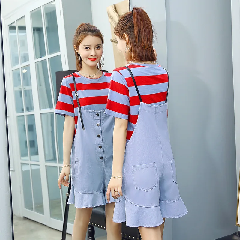 

Cowboy Strap Dress 2019 New Style WOMEN'S Dress Korean-style Two-Piece Set Mid-length Dress