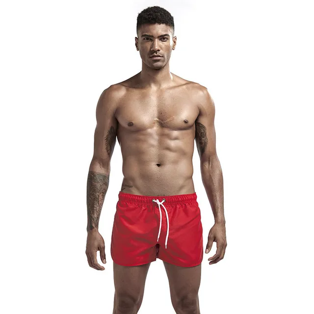 Men's Swimwear Shorts Summer Beach Shorts Fitness Training Beachwear Pants Breathable Boardshorts Surf  Swimsuit Male Clothing Red
