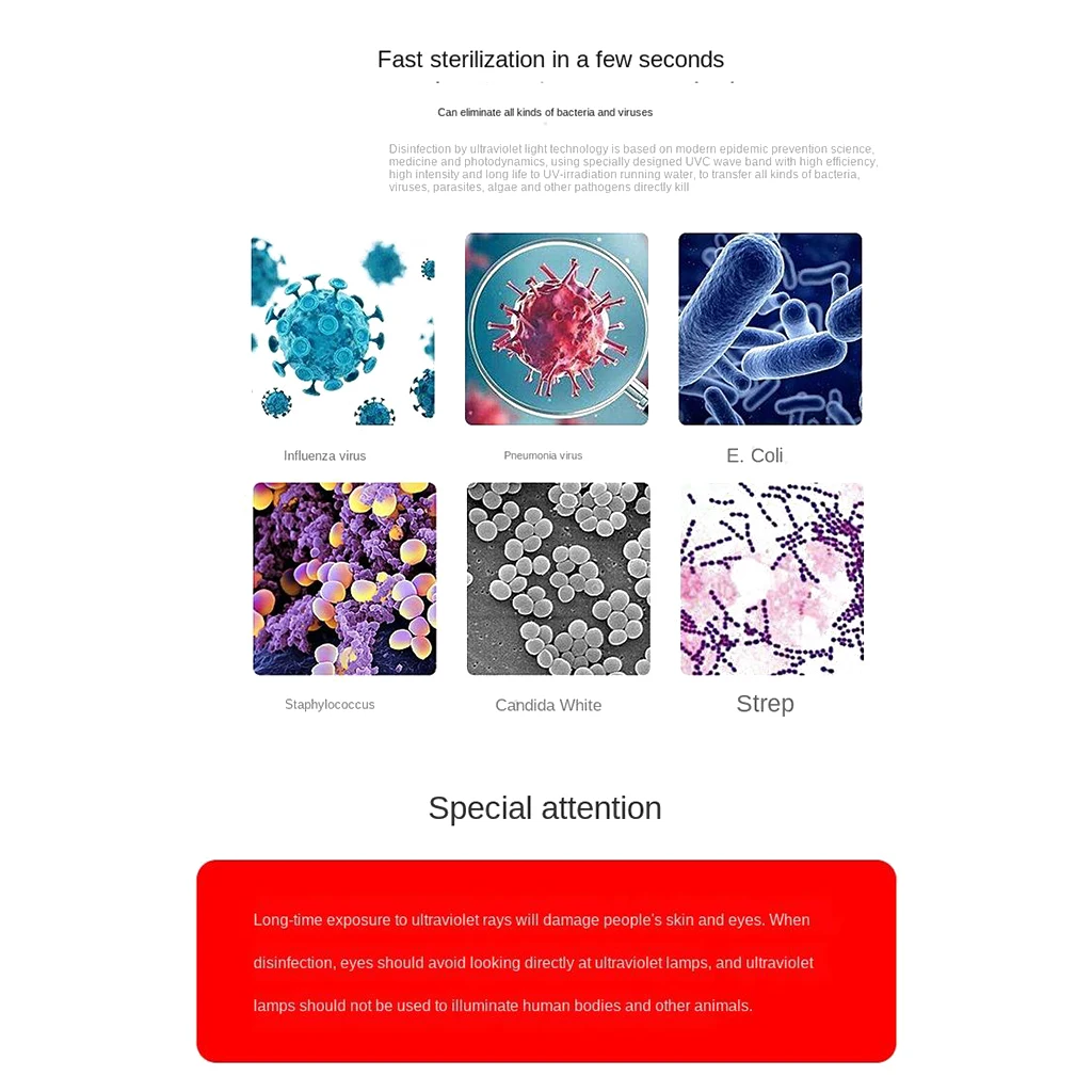 Portable Handheld UV Sterilizer Lamp USB Mini UVC Ultraviolet Germicidal Lamp Travel Efficient Disinfection UV Sanitizer Light