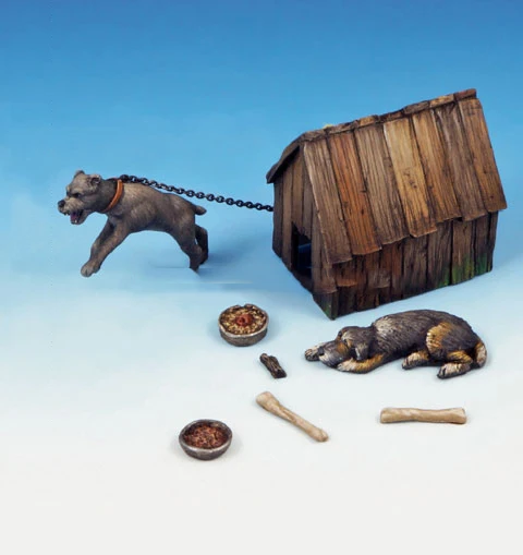 

1/35 Resin Model Building Kit Figure Dog and dog house