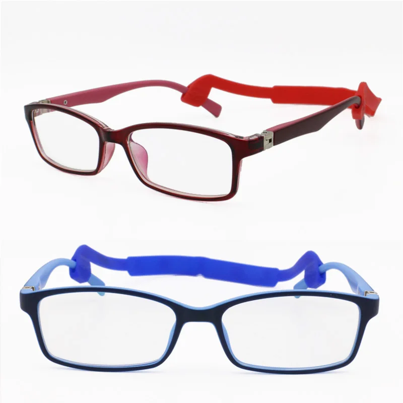 

8322 rectangle light weight TR90 flexible hinges durable bicolor prescription eyeglasses with elastic cord for active kids