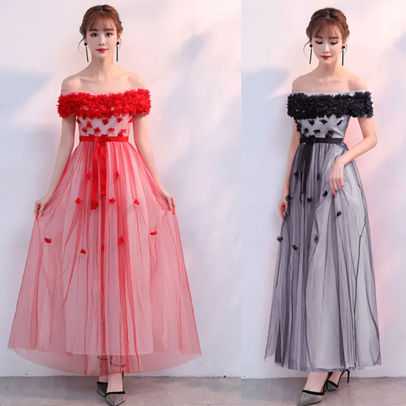 

Late Formal Dress 2019 New Style off-Shoulder Long Annual General Meeting Banquet Host Formal Dress Party Sister Group Bridesmai
