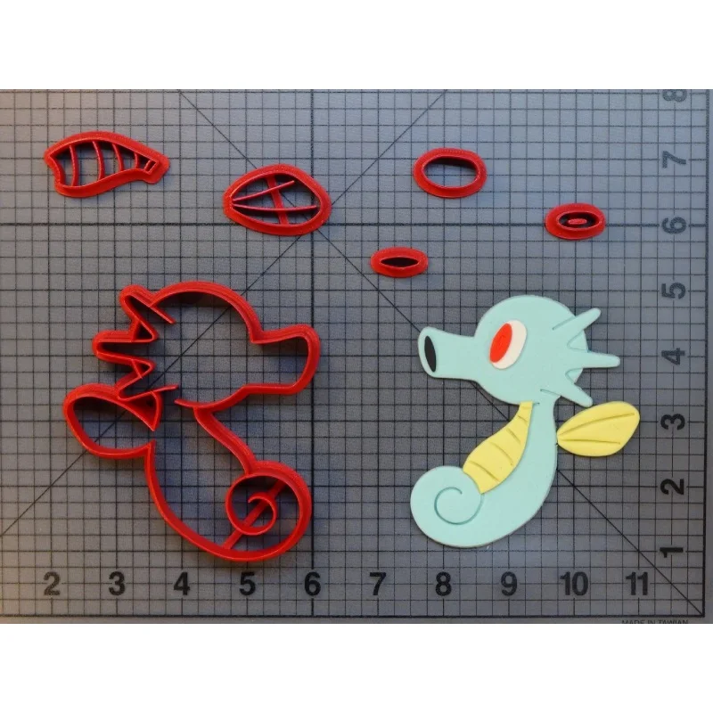 N8744 Horsea 3inch Набор формочек для печенья Pokemon Jirachi, сделанный на заказ, с 3D печатью, помадка, кекс, топ Jolteon, формочка для печенья, набор для украшения торта, инструменты - Цвет: N8744 Horsea 3inch
