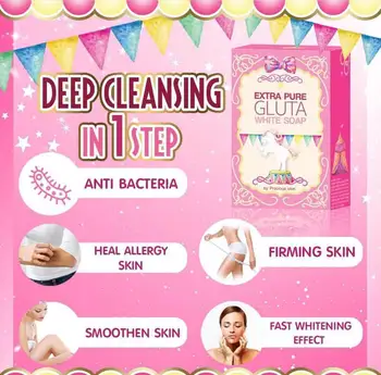 

Extra pure gluta white soap whitening brightening skin 80g anti-bacteria ,smoothen ,firming skin