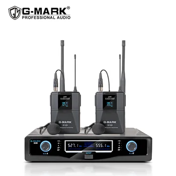 

Lavalier microphone G-MARK G120 2 channels Fixed Frequency Wireless Microphone with 2pcs Bodypack 2pcs Clip-on mic
