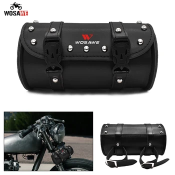 

WOSAWE Motorcycle Tool Bag Hanging Saddle Practical PU Leather Tool Storage Bag Resistant Large Capacity Universal Motor Bag