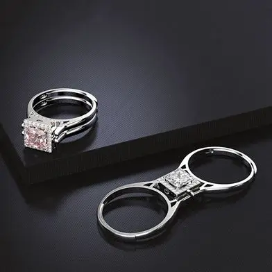 GENUINEGEM, Особенный дизайн, Настоящее 925 пробы, Серебряное ювелирное изделие, розовое, белое, изготовлено из муассанита, драгоценный камень, свадебные кольца для женщин - Цвет камня: white and pink