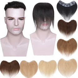 SEGO 4x18CM Thin Skin PU V Loop Men Hairpiece Indian Human Remy Hair Patch Replacement Handmade Real Hair pieces Length 15cm