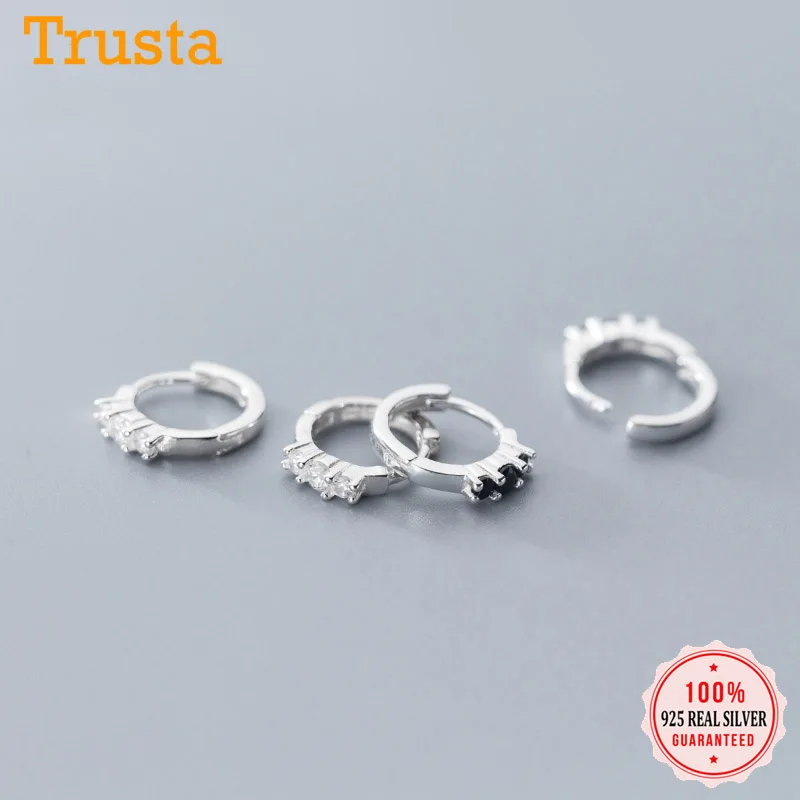 Trusta, натуральная 925 пробы, серебро, черный, белый, Cz, серьги-манжеты, клипсы, серьги для женщин, девушек, Сережки для пирсинга, ювелирное изделие, подарок DS2335