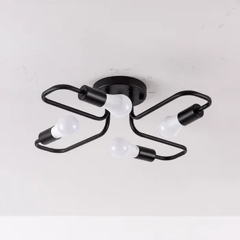 

4 lights Retro Iron Ceiling Lamp E27 Industrial Loft Nordic Pipe Wrought Ceiling hanging Lights plafonnier Home Decor Restaurant