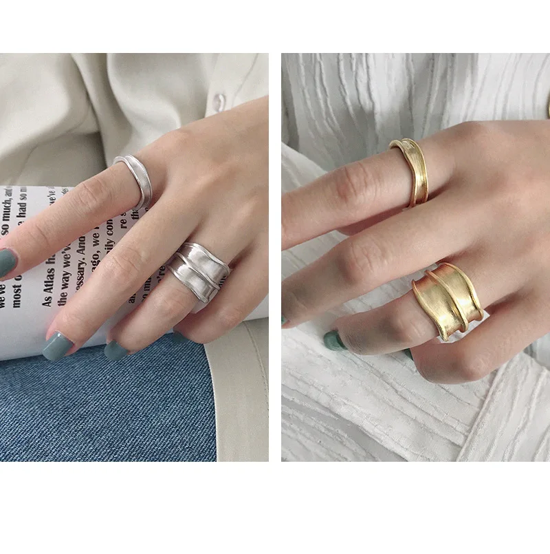 SHANICE, 925 пробы, серебряное, Открытое кольцо, простые, кольца на палец для женщин, широкое, для лица, рисунок, дамское кольцо, модное ювелирное изделие