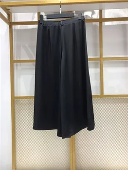 

Silk Women Wide Leg Pants Simple Loose Wild Stylish Ladies Office Wear Casual Trousers Female Clothes
