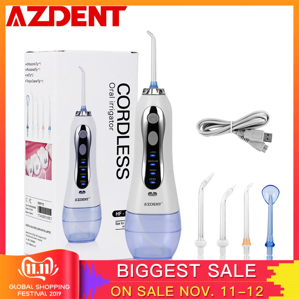 Kaufen Neue Cordless 3 Modi Oral Jet Irrigator Tragbare Wasser Dental Flosser USB Aufladbare Wasser Floss Zahn Pick 5 Jet Tipps 300ml