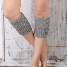 1 пара, женские вязаные зимние носки под сапоги, теплые гетры с манжетами, вязаные женские однотонные носки для обуви