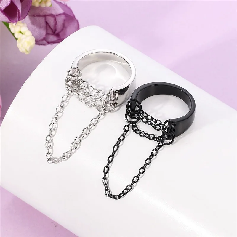 

Jewelry Accessories Punk Chain Rings Open Adjustable Cool Women Men Ring