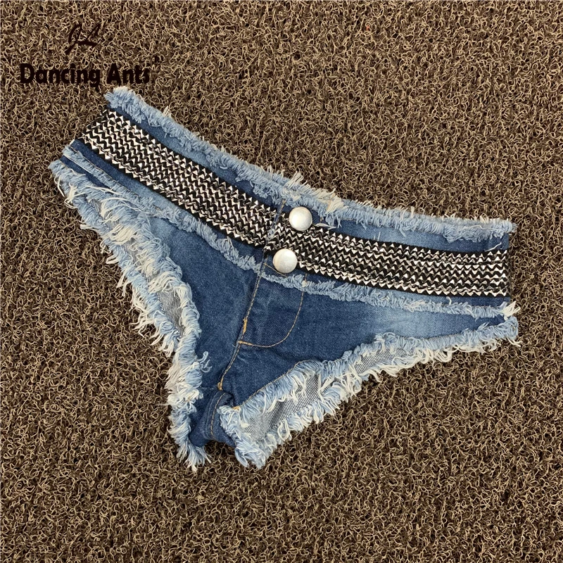 

Woman Booty Shorts Low Waist Skinny Sexy Mini Denim Shorts 2020 Fashion Solid Sequined Patchwork Hole Slim Hotpants For Party