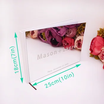 

25x18cm White Blank Book Personalized Custom Names Wedding Souvenir Gift Signature Guest Book Acrylic Mirror Party Favors