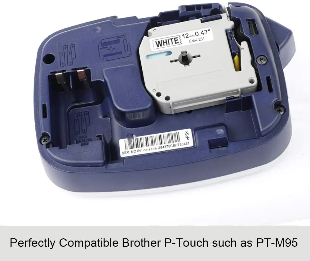 Labelife5 пакет совместимый M231 MK231 M-k231 1/2 дюйма черный на белой ленте для P-Touch Labeler, 12 мм(0,47 дюйма) x 8 м(26,2 футов