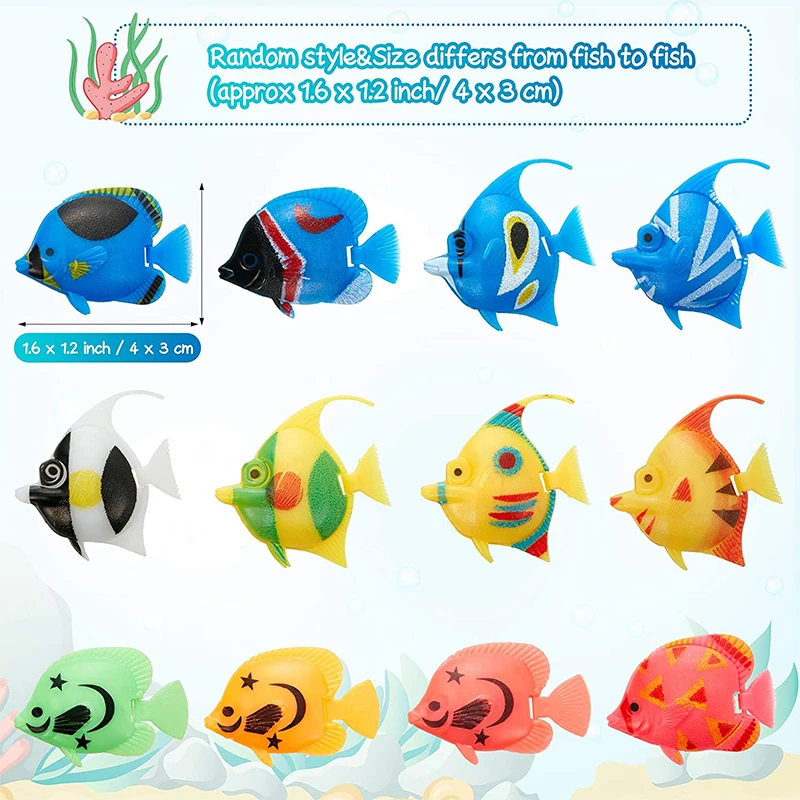 Fish Tank Ornaments 10 Pcs Artificial Moving Plastic Floating Lifelike Fish For Fish Tank (Random Fish)