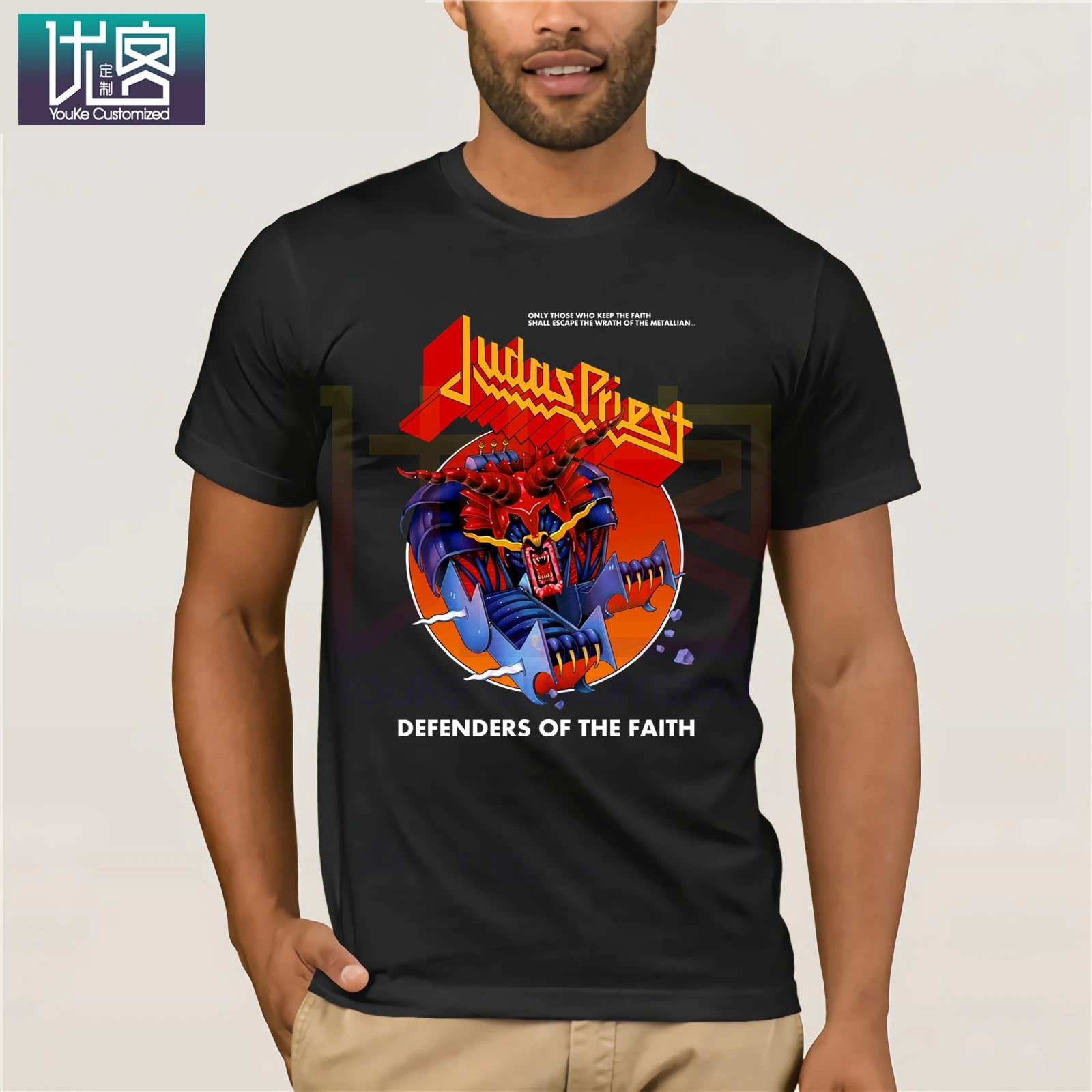 Judas Priest Defender of the Faith Черная Мужская футболка с принтом забавные Забавные футболки