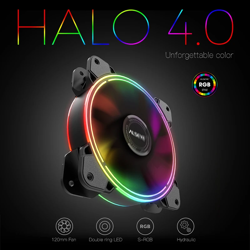 Alseye H4.0 Ventilador de Refrigeração do pc Pinos Pwm 120 mm Estático Led Rgb Ventilador de Computador para o Case e Substituição do Ventilador da Cpu - Imagem 5