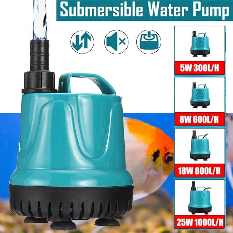 5/8/18/25w Fish Tank Aquarium Water Submersible Pump Mini Micro Low
