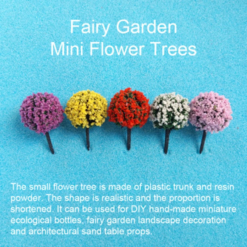 5PCs/Lot Fairy Garden Miniature Tree Flower Ball Model Mini Landscape Ornaments For Home Xmas New Year Decoration Color Random