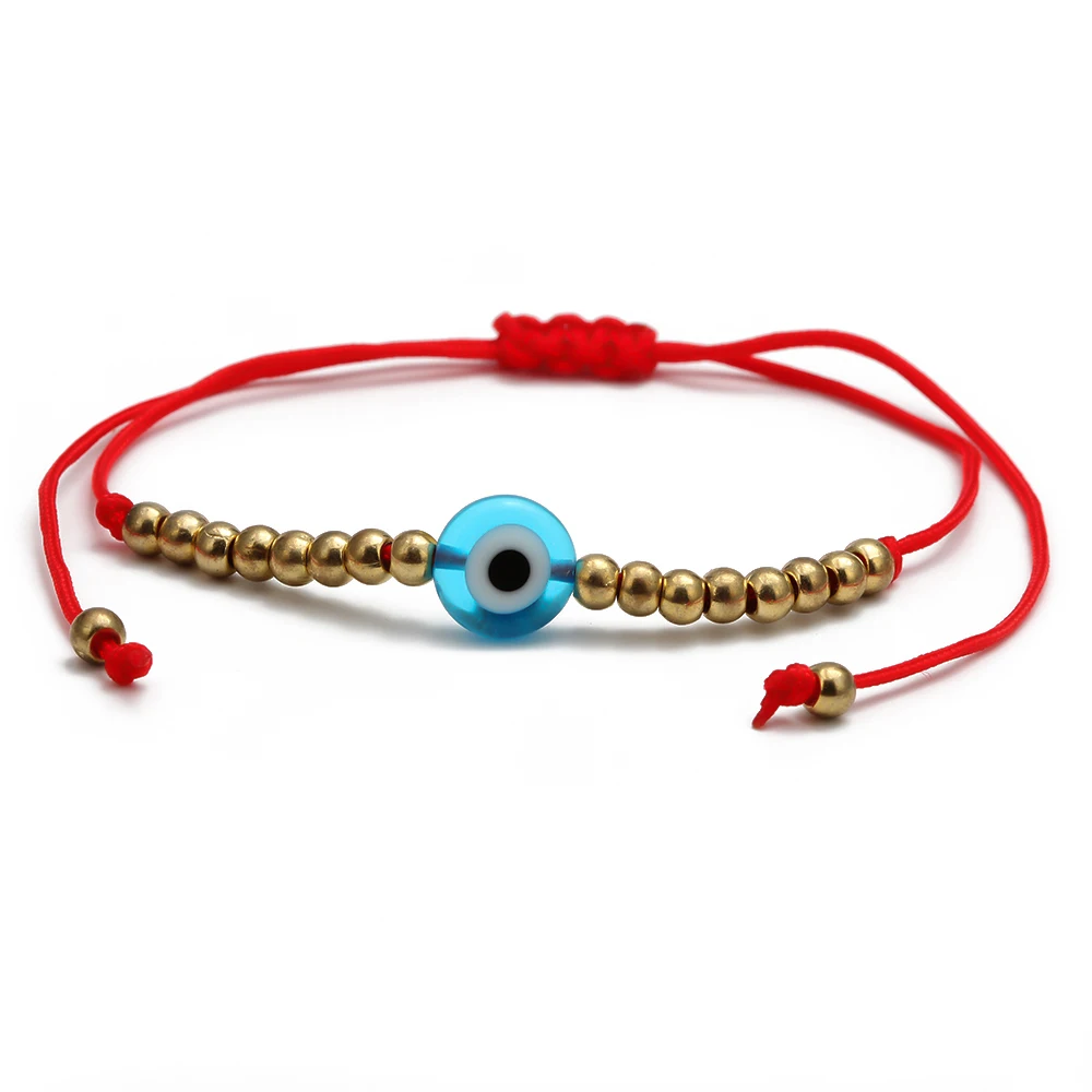 Wish Card Lucky Blue Evil Eye браслеты для женщин и мужчин регулируемый ручной работы красная веревка медный бисерный тканый браслет ювелирные изделия EY6478