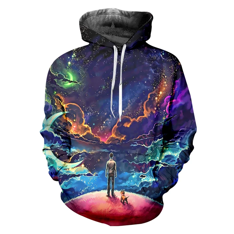 Starry Sky CJLM Модные мужские толстовки 3D Звездное небо забавная уличная Мужская пуловер с принтом всего тела негабаритных 5XL спортивный костюм - Цвет: Starry Sky