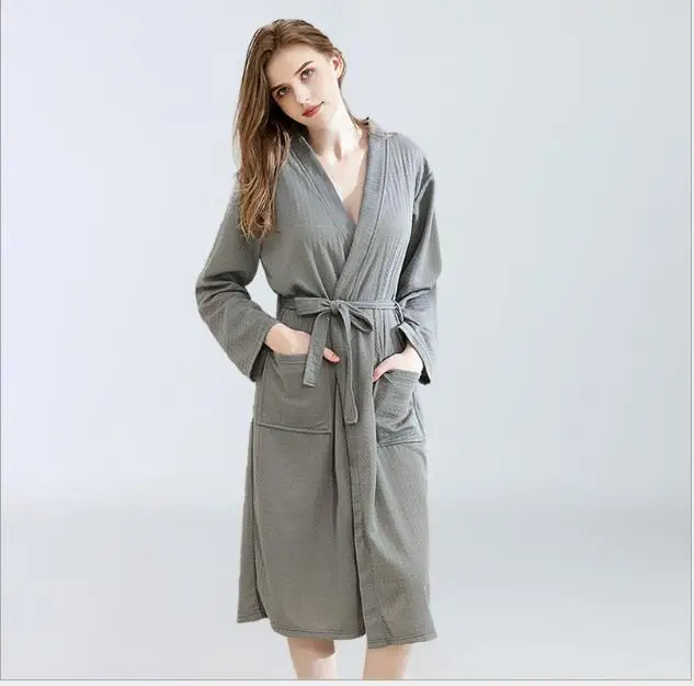 Grey Female Moxeay, мужской вафельный банный халат, мужской халат, сексуальный ночной халат, мужской Халат размера плюс, кимоно, женские халаты для отдыха, одежда для сна - Цвет: Grey Female