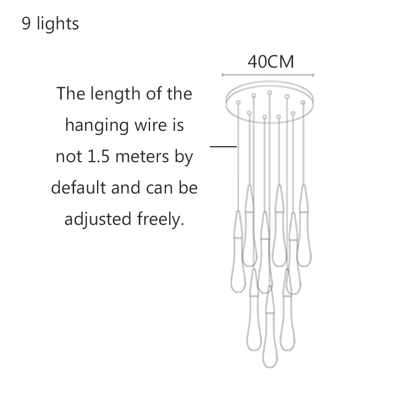 9 Lights Современный светодиодный подвесной светильник с кристаллами, лофт, лестница, гостиная, зал, интерьер, Декор, Скандинавская вилла, подвесной светильник, освещение, подвесной светильник - Цвет корпуса: 9 Lights