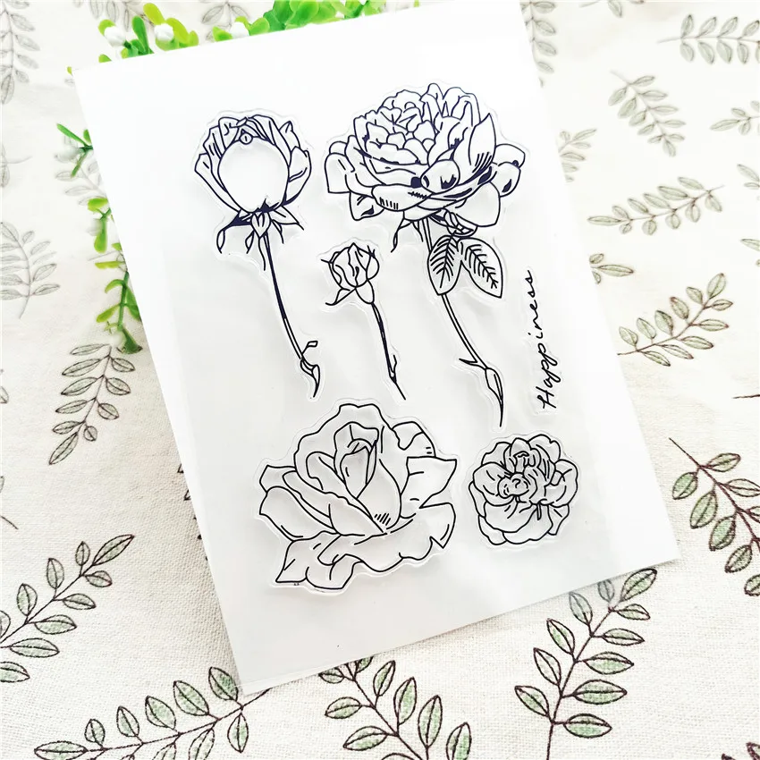10*14cm Hot Sale Rose Transparent Clear Stamps / Silicone Seals Roller Stamp For Diy