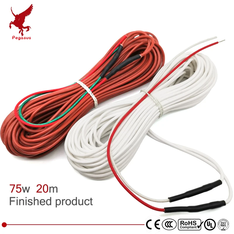 12K 20 метров 75 ватт углеродное волокно силиконовый резиновый нагревательный кабель Многоцелевой мягкий жесткий тепловой провод без излучения теплый тепловой кабель