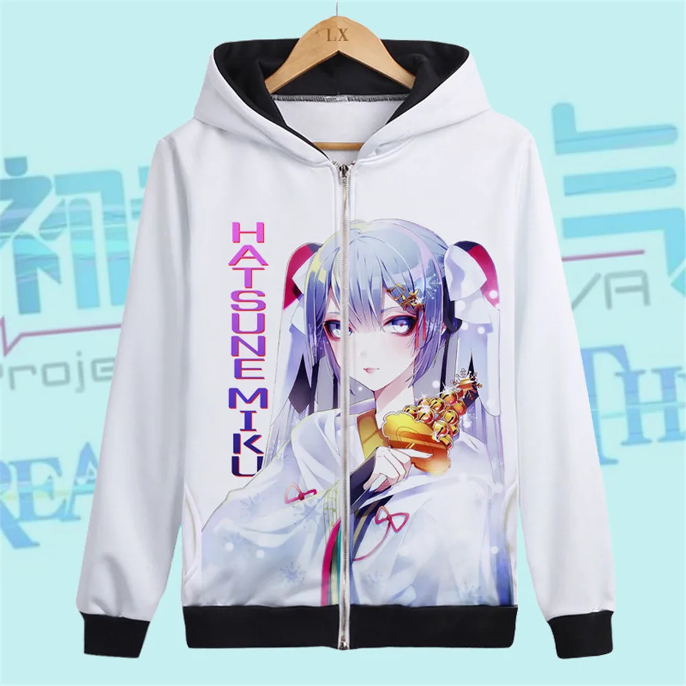 VOCALOID Hatsune куртка Мику косплей костюм для мужчин и женщин повседневная толстовка на молнии Толстовка утолщенная модная спортивная одежда