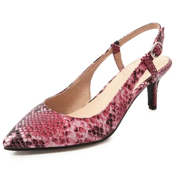 

fanyuan Plus Size 34-48 New Ladies Thin High Heels Sandals Fashion Snake Veins Prints Sandals Women Party Sexy Shoes Woman