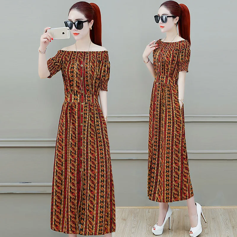 

Dress 2019 New Style Summer Waist Hugging Elegant Popular High-End Long Skirts Chiffon Floral Skirt Children Long Slimming