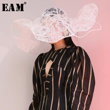 [Eam] feminino laço branco tridimensional pescadores chapéu nova cúpula redonda temperamento moda all-match primavera outono 2020 yc852(China)